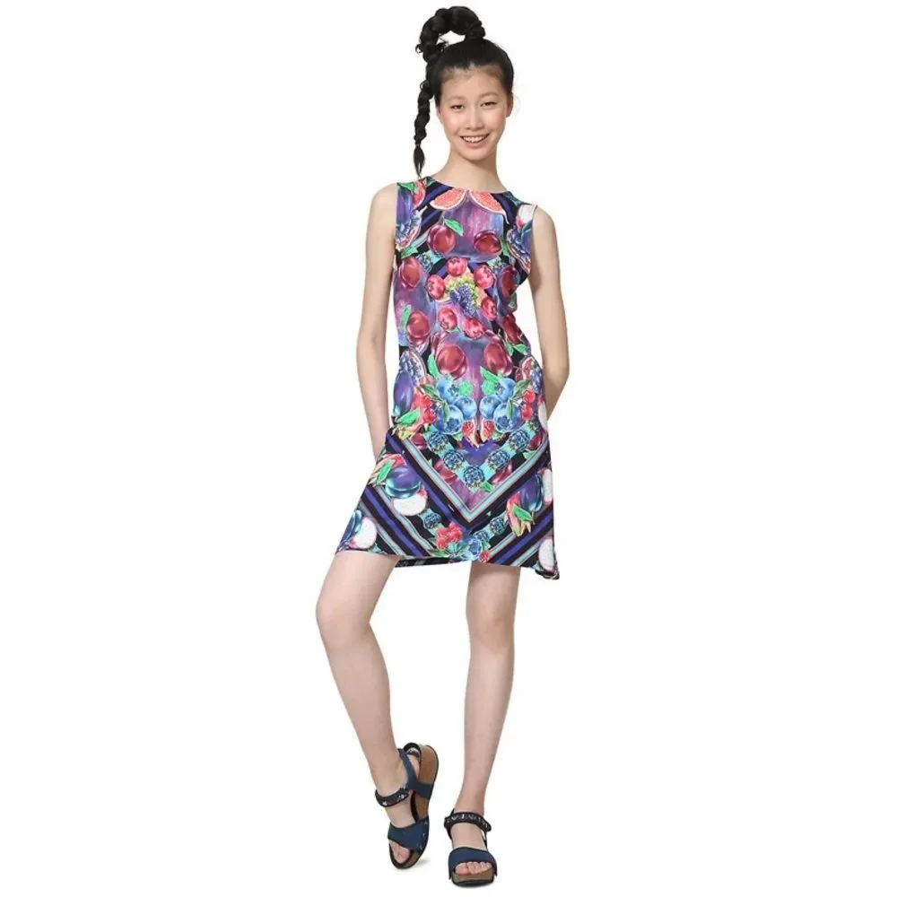 Blue Dress with Fruit Print Nika Size M - Picture 6 of 15